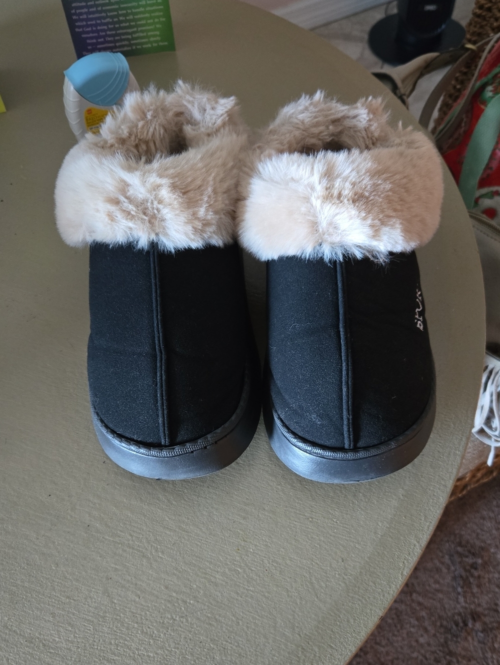 Black With Fur Slip-On Booties
